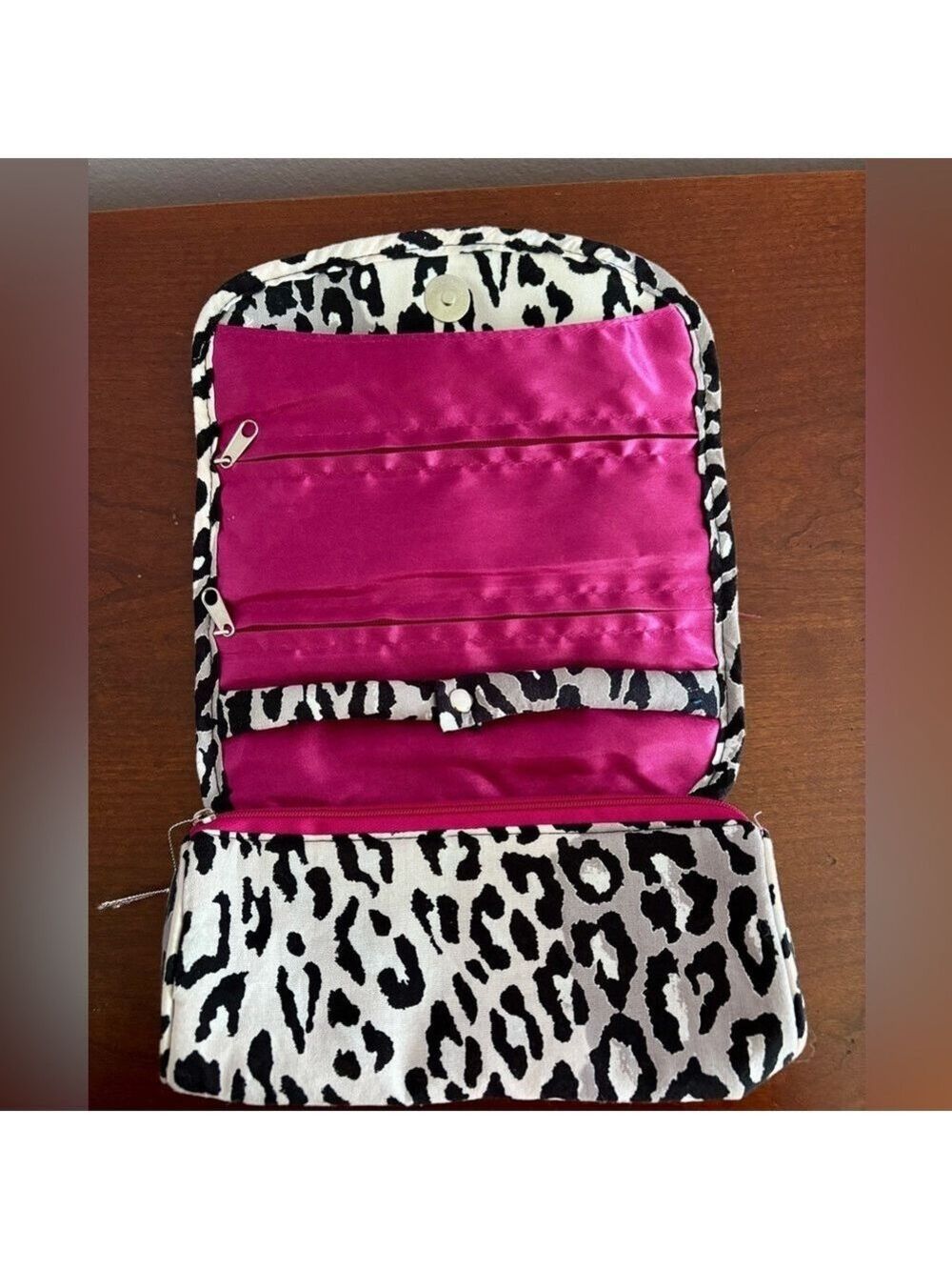 Animal Print Travel Jewelry Case Pink Satin Interior